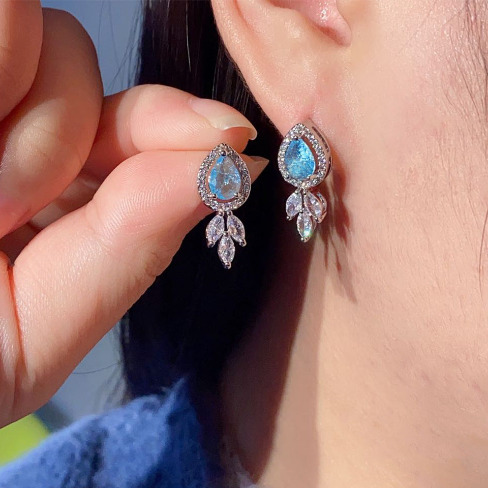 Water Drop Zircon Stud Earrings