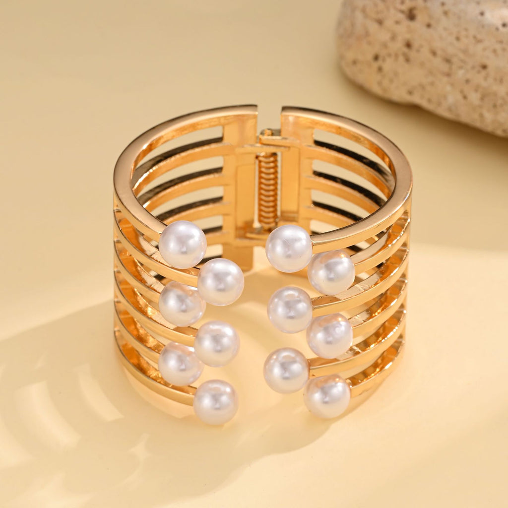 Luxury Gold Pearl Statement Cuff Bracelet