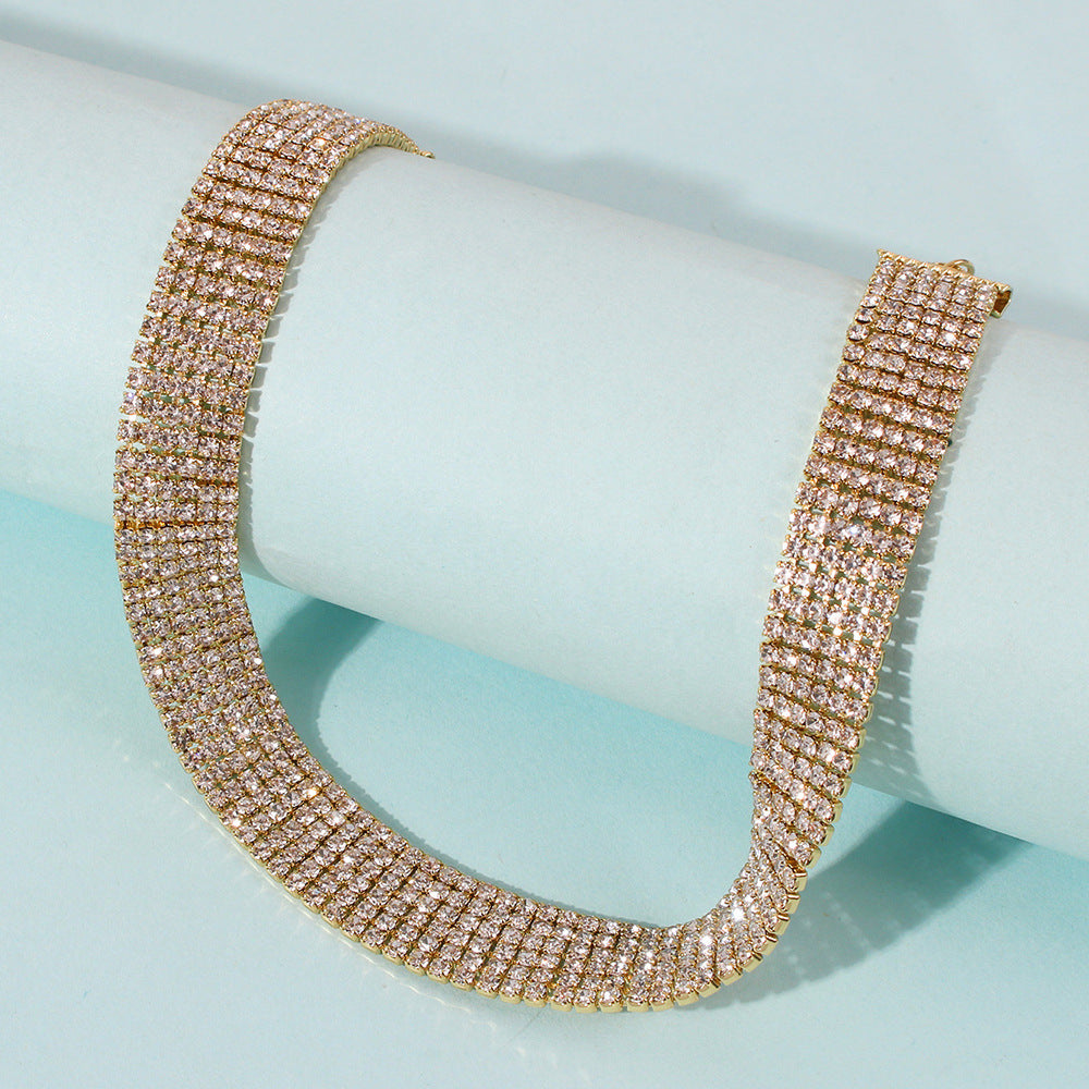Luxury Geometric Diamond Choker Necklace