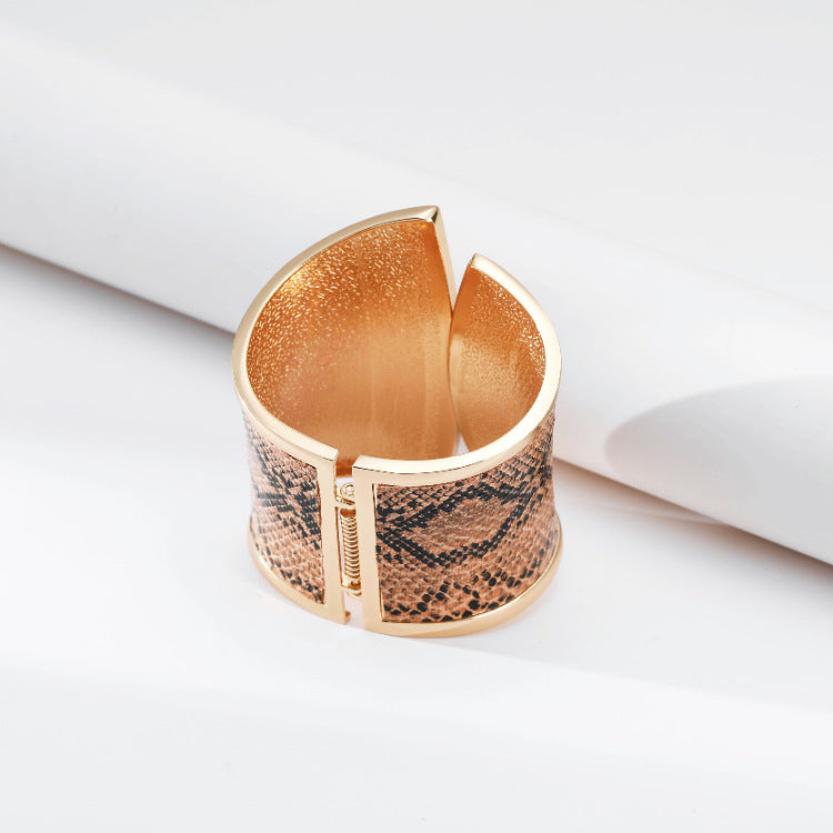 Luxury Snake Texture Wide Cuff Bracelet