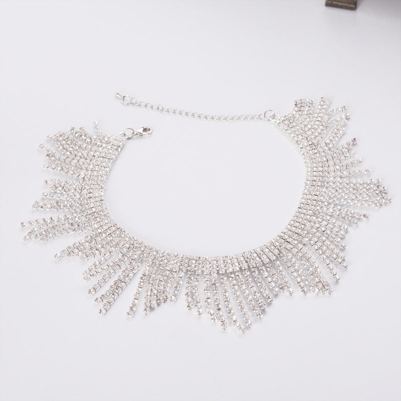 Exotic Crystal Fringe Statement Necklace