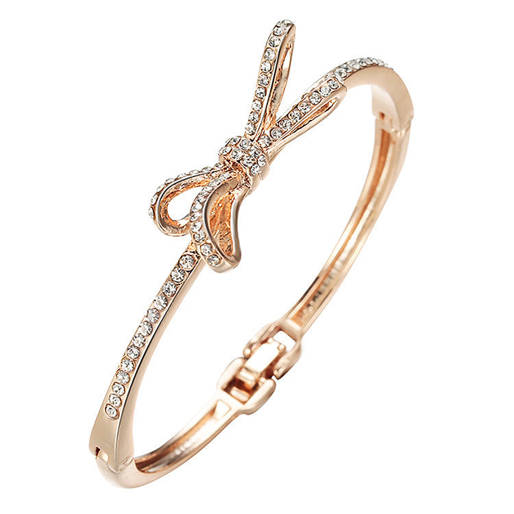 Premium Rose Gold Crystal Bow Bracelet