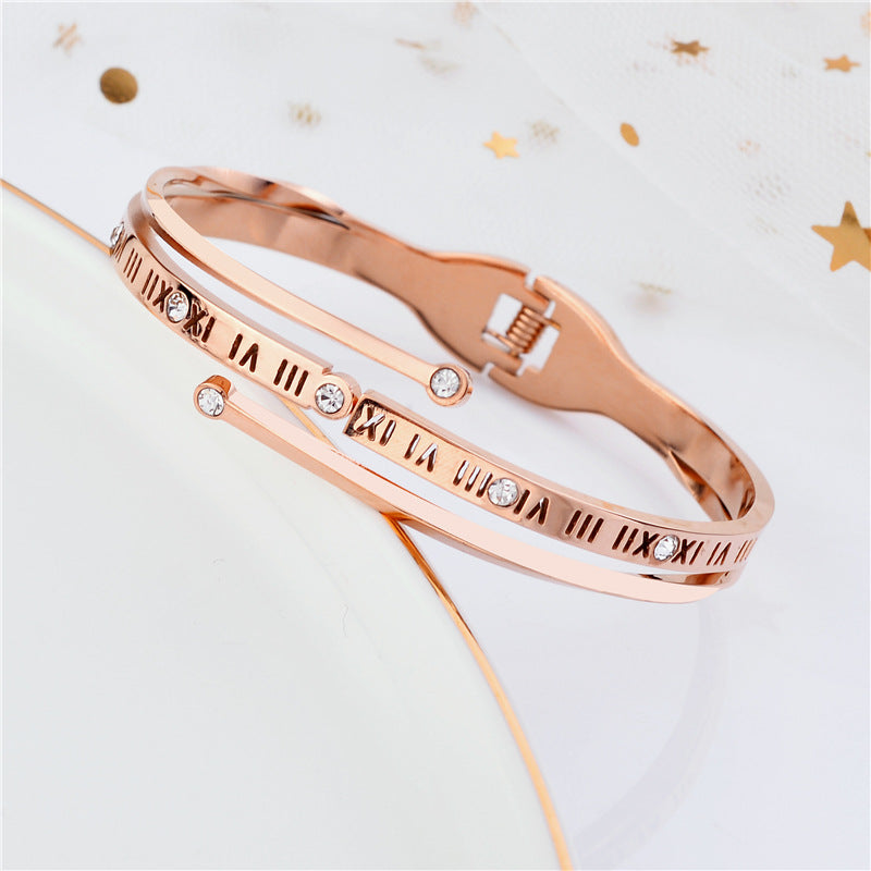 Roman Numeral Luxe Bangle – Timeless Elegance