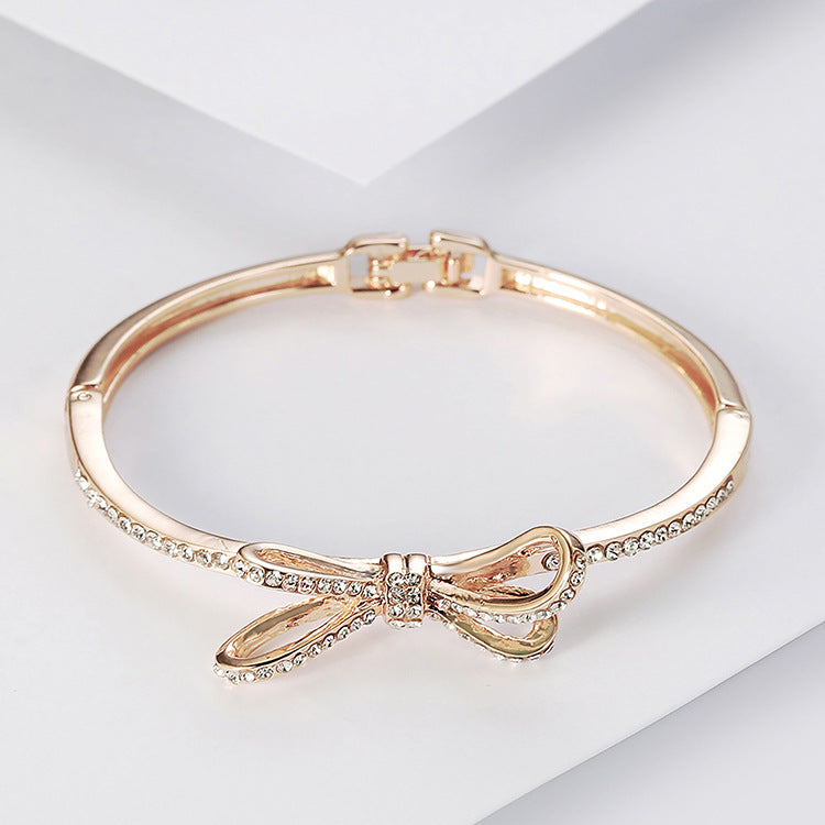 Premium Rose Gold Crystal Bow Bracelet