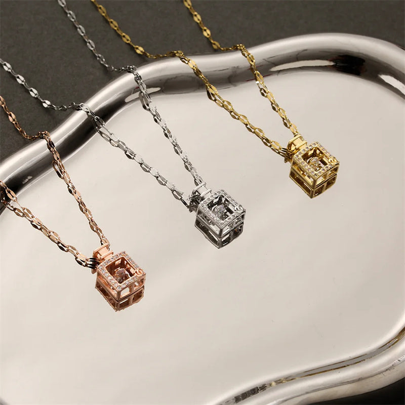 Aurelia Prism Cube Pendant Necklace
