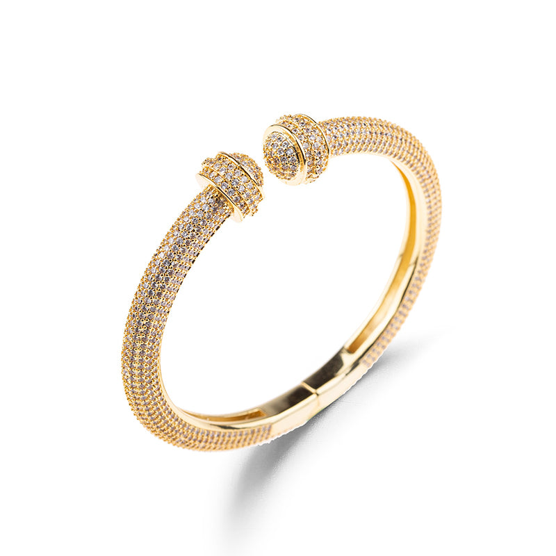 Full Pavé Crystal Golden Bangle – Ultimate Luxury Statement