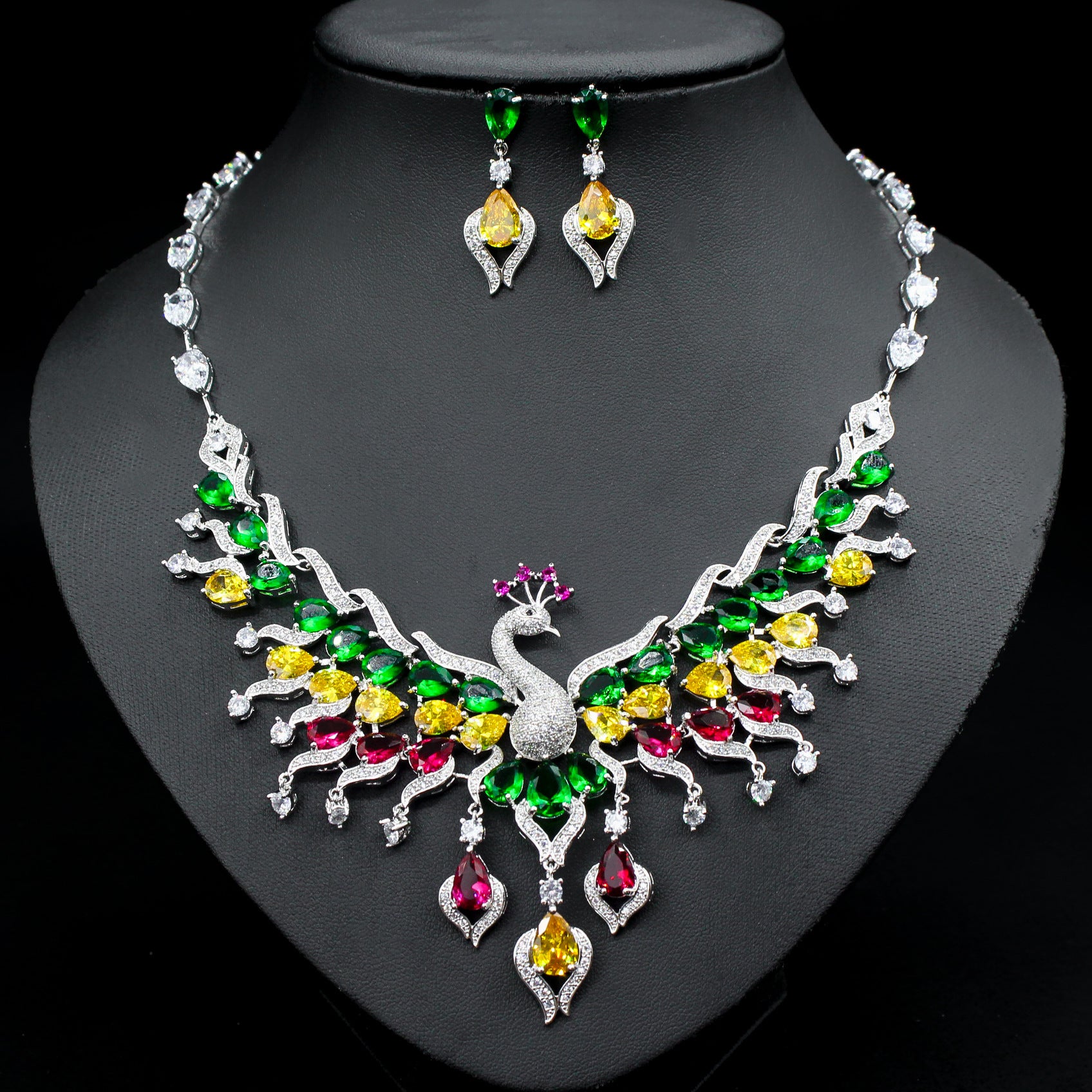 Royal Peacock Multicolor Crystal Jewelry Set