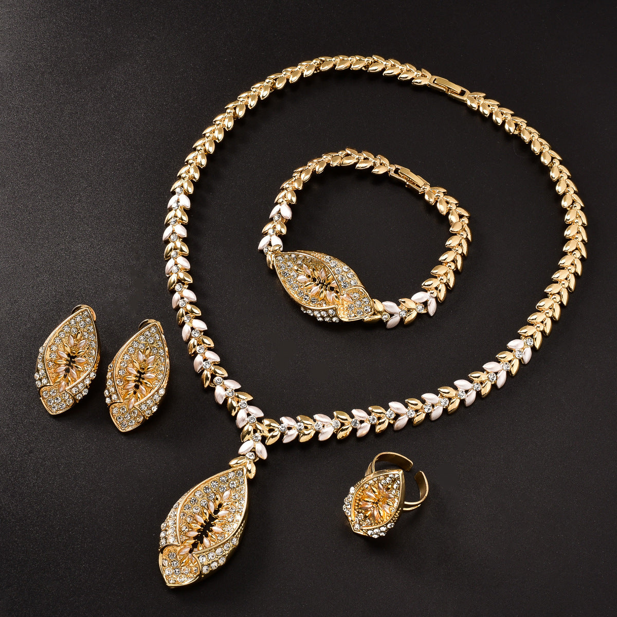 Royal Gold Floral Jewelry Set