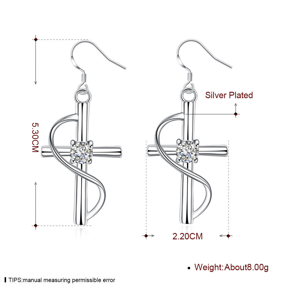 Elongated Cross Drop Earrings