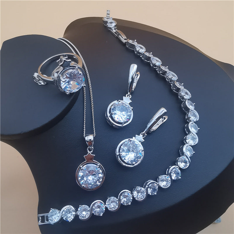 Emerald Crystal Luxury Jewelry Set – 4PCS Platinum Collection