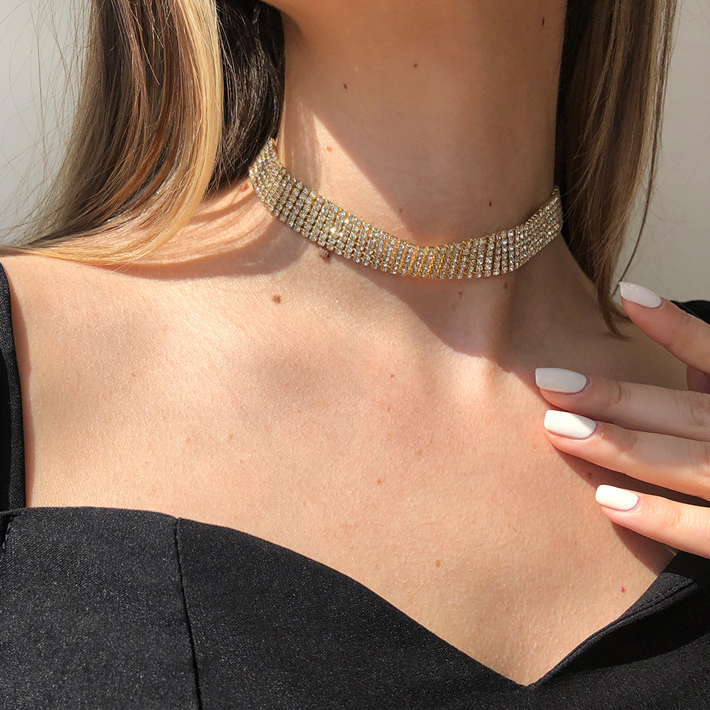 Luxury Geometric Diamond Choker Necklace