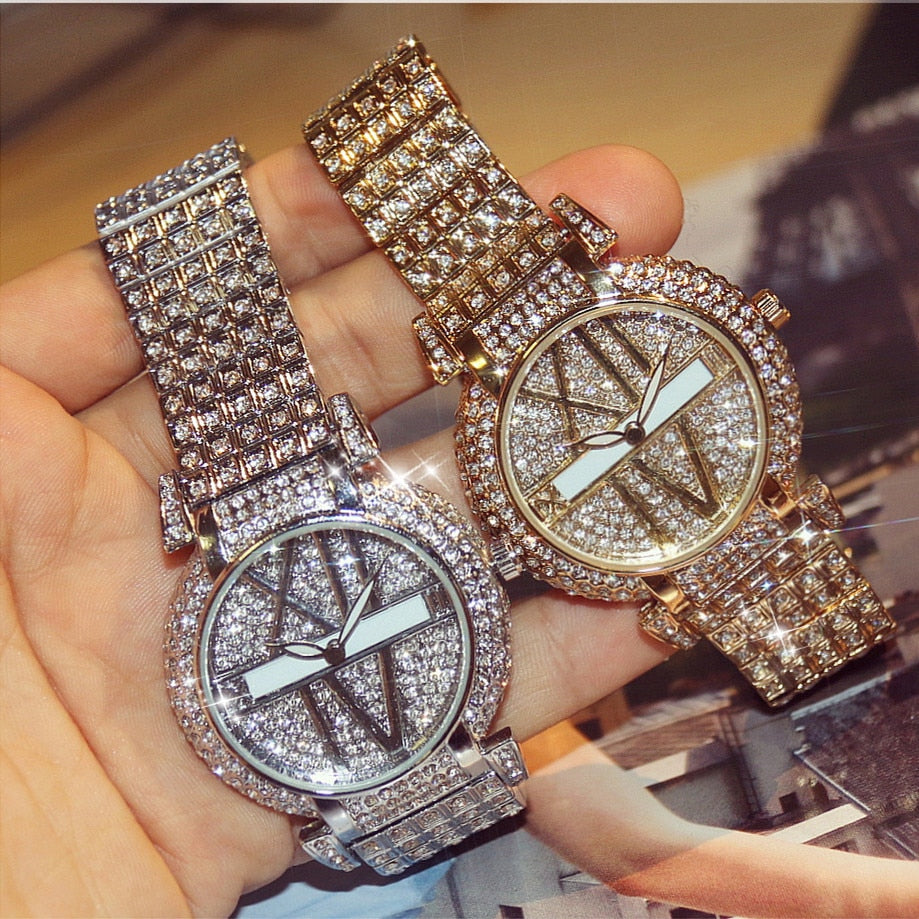 AURELIA LUXE™ Celestia Diamond Crystal Premium Gold Quartz Watch