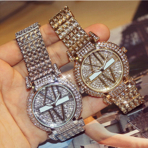 AURELIA LUXE™ Celestia Diamond Crystal Premium Gold Quartz Watch