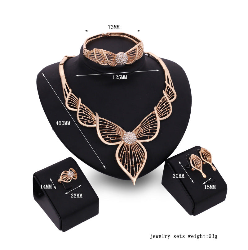 Luxury Gold Leaf Statement Jewelry Set