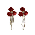 Premium Red Floral Tassel Earrings