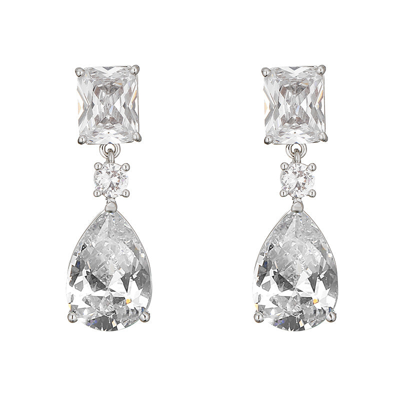 Water Drop Zircon Stud Earrings