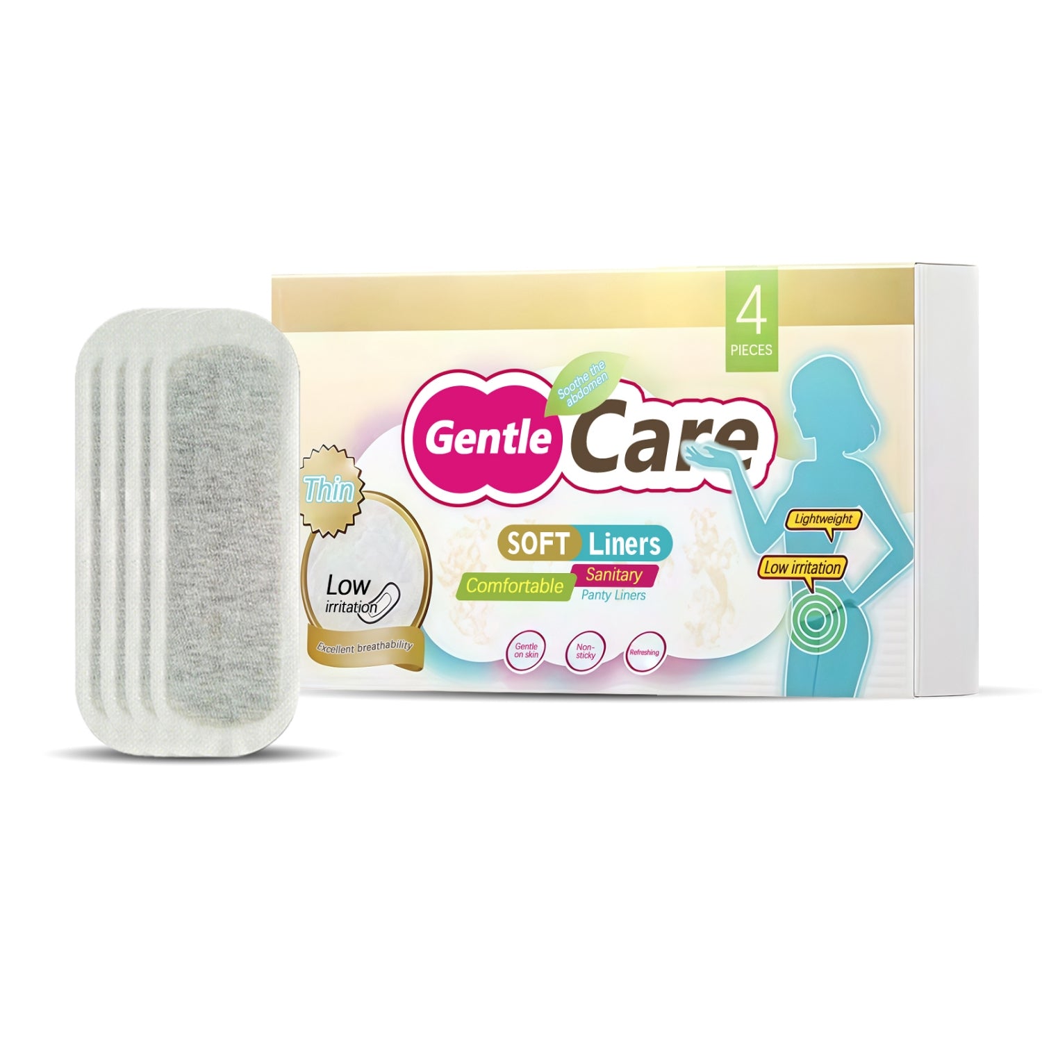 Gentle Care Herbal Sanitary Panty Liners – Soft Breathable Feminine Hygiene Pads (4 Pieces)