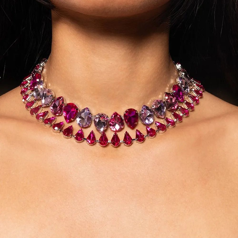 Royal Drop Crystal Statement Necklace