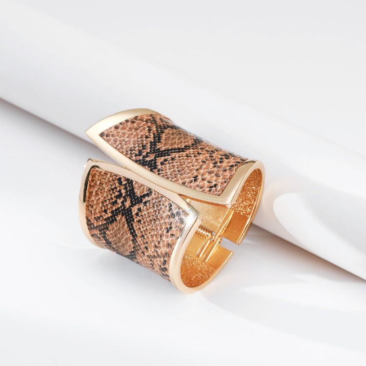Luxury Snake Texture Wide Cuff Bracelet
