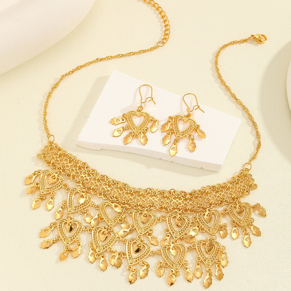 Royal Golden Heart Charm Jewelry Set