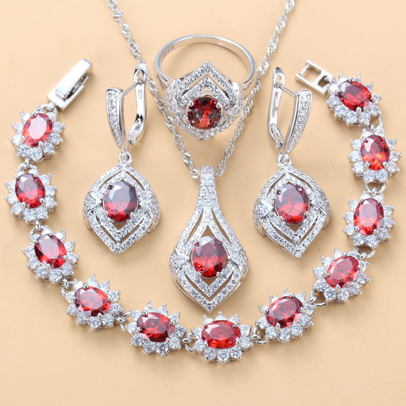 Luxury Inlaid Gemstone Jewelry Set
