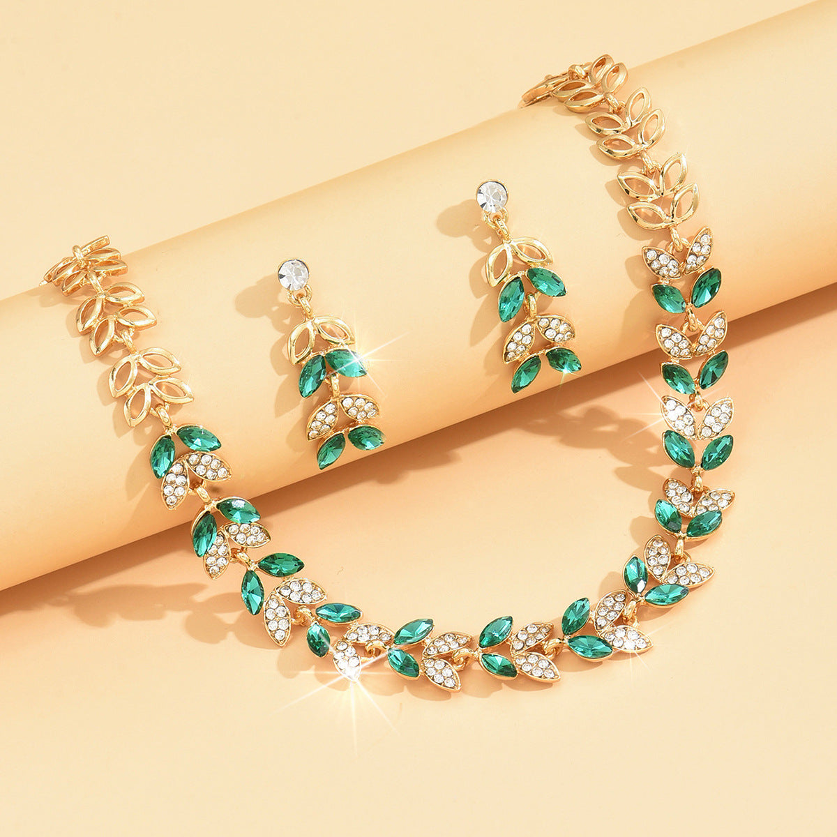 Emerald Leaf Luxury Jewelry Set