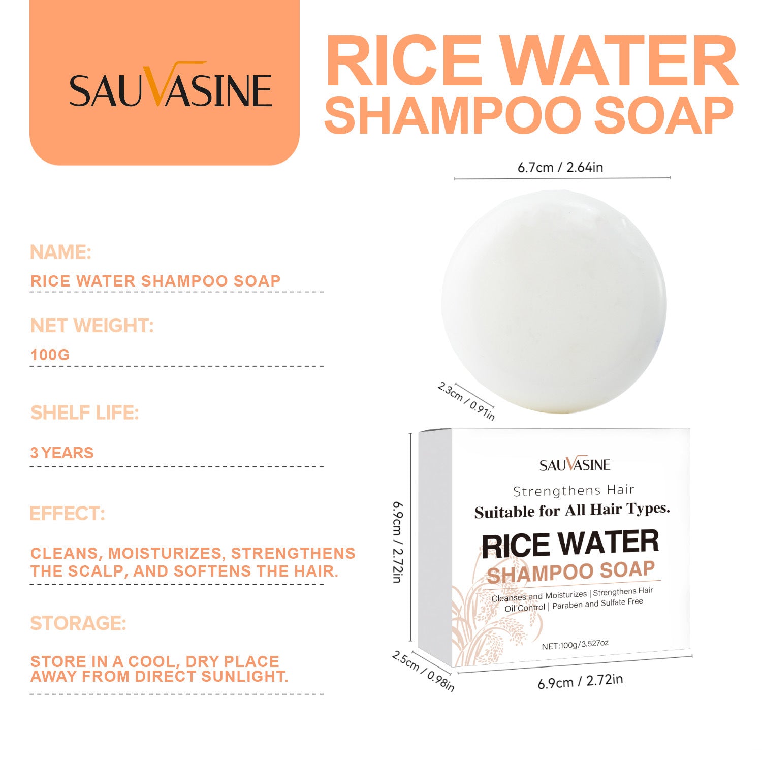 SAUVASINE™ Rice Water Shampoo Soap