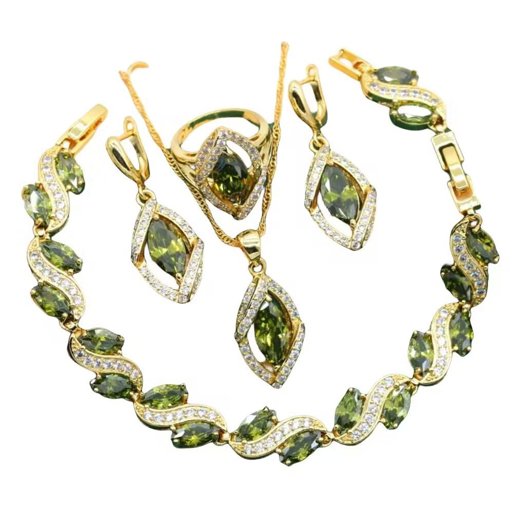 Royal Olive Green Zircon Jewelry Set