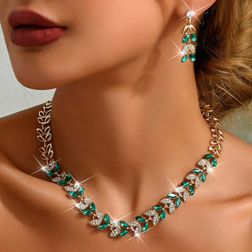 Emerald Leaf Luxury Jewelry Set