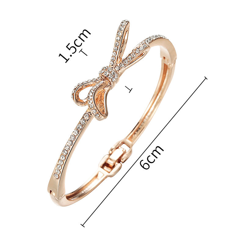 Premium Rose Gold Crystal Bow Bracelet