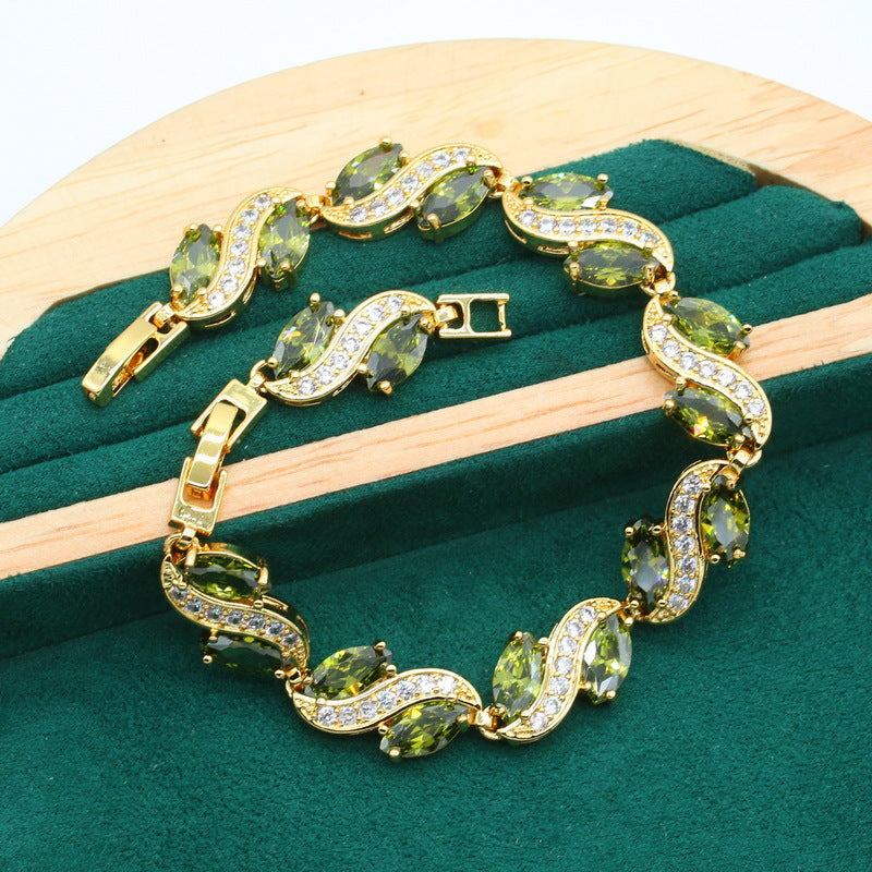 Royal Olive Green Zircon Jewelry Set
