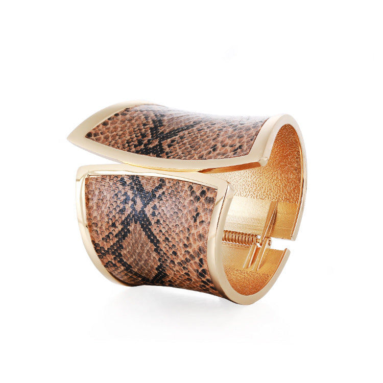 Luxury Snake Texture Wide Cuff Bracelet