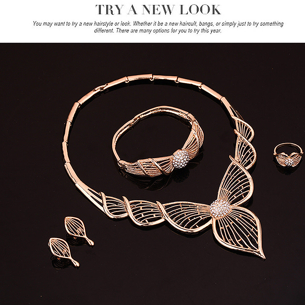 Luxury Gold Leaf Statement Jewelry Set