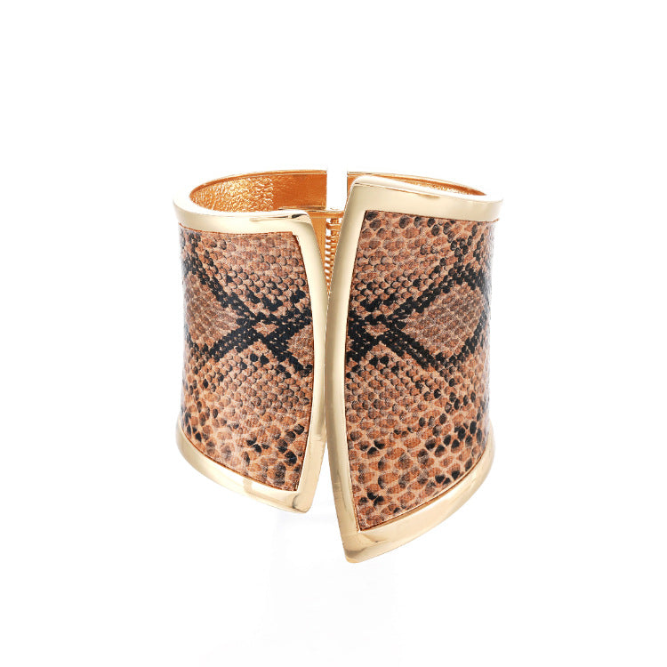 Luxury Snake Texture Wide Cuff Bracelet