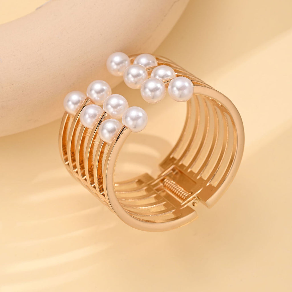 Luxury Gold Pearl Statement Cuff Bracelet