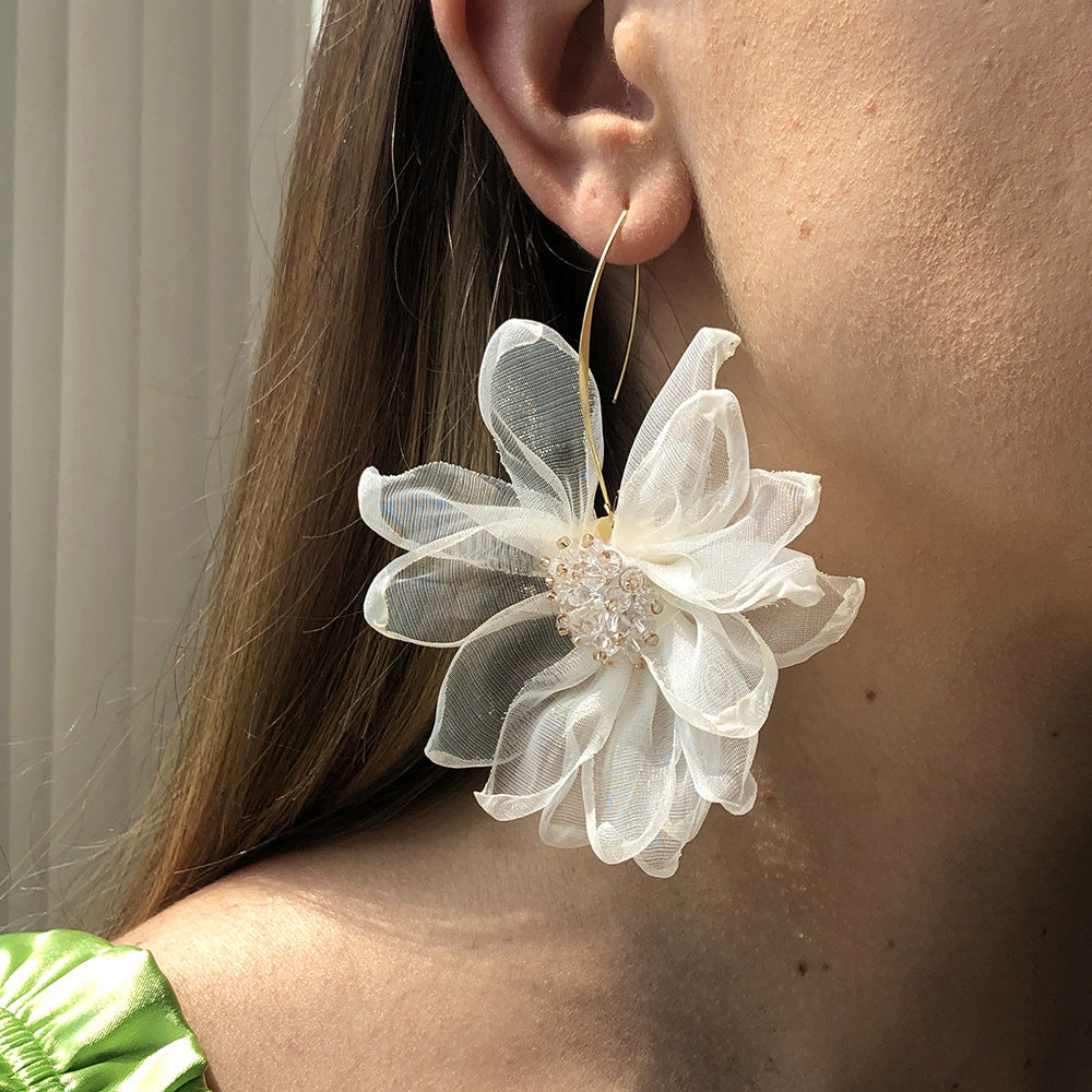 Elegant White Floral Earrings