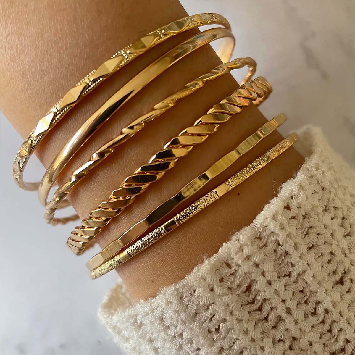 Multi-Layer Gold Bracelet Set – Effortless Stacked Luxury