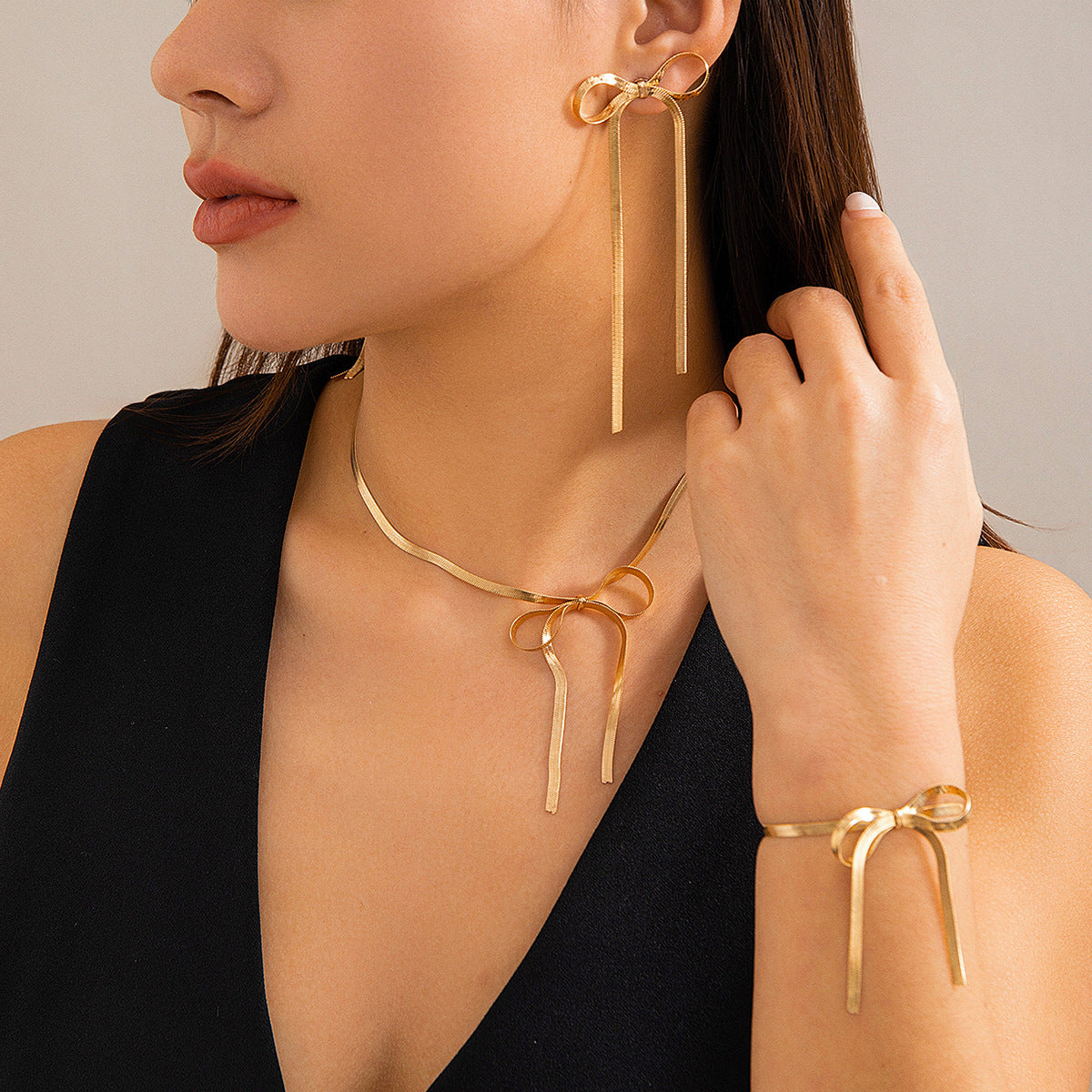 Elegant Bow Knot Minimal Jewelry Set