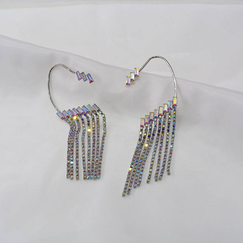 Ultra Premium Retro Star Rhinestone Tassel Earrings