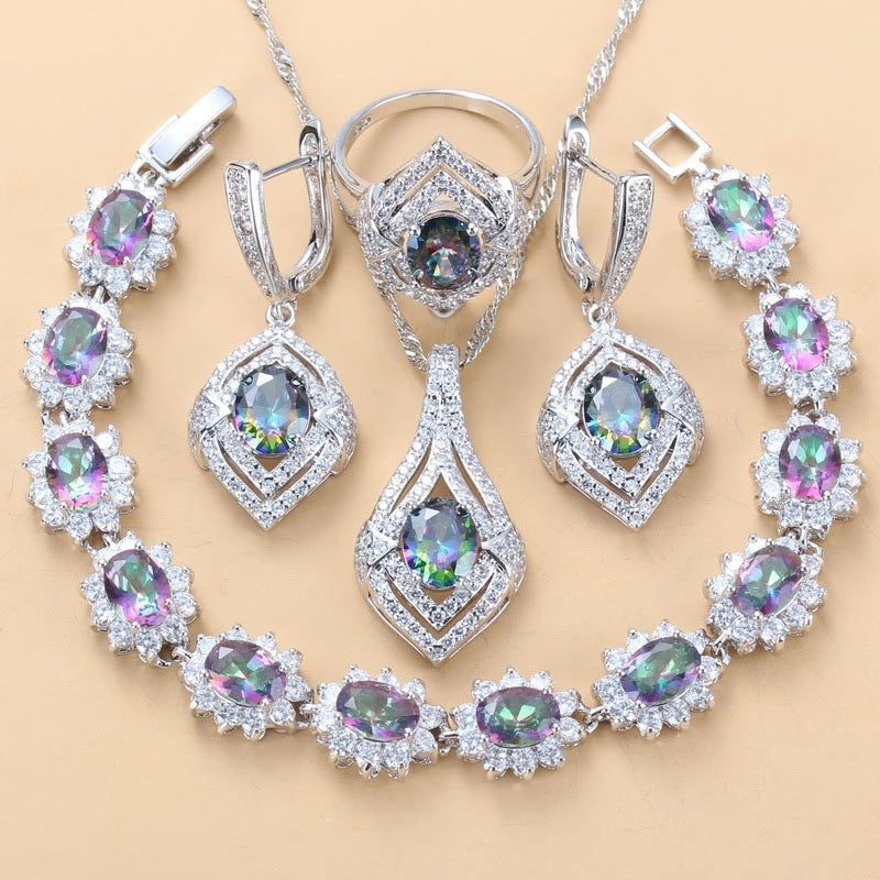 Luxury Inlaid Gemstone Jewelry Set