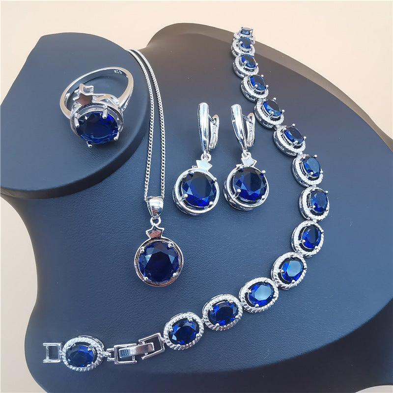 Emerald Crystal Luxury Jewelry Set – 4PCS Platinum Collection