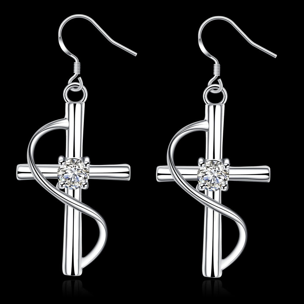 Elongated Cross Drop Earrings