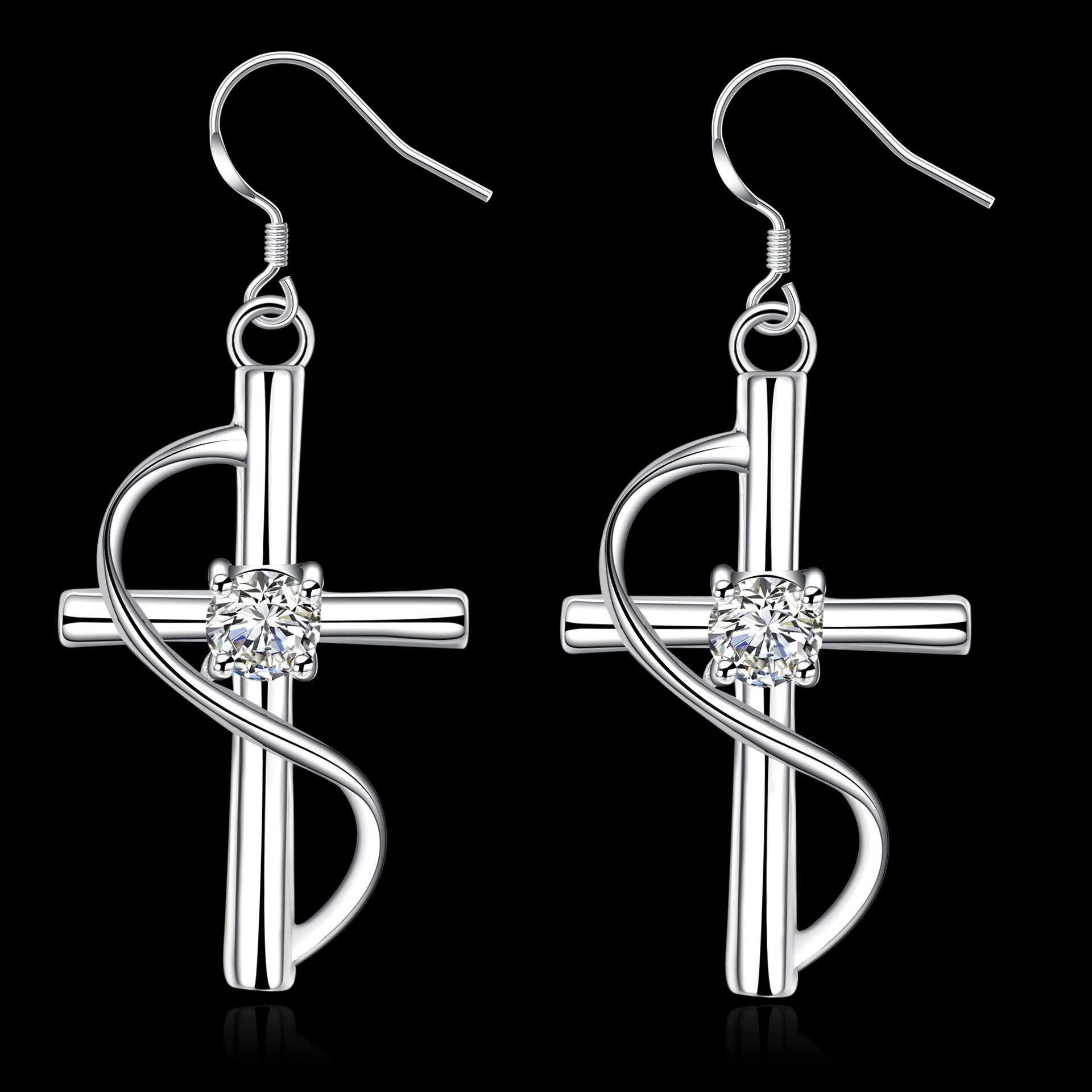 Elongated Cross Drop Earrings