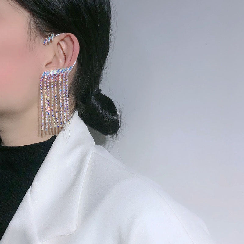 Ultra Premium Retro Star Rhinestone Tassel Earrings