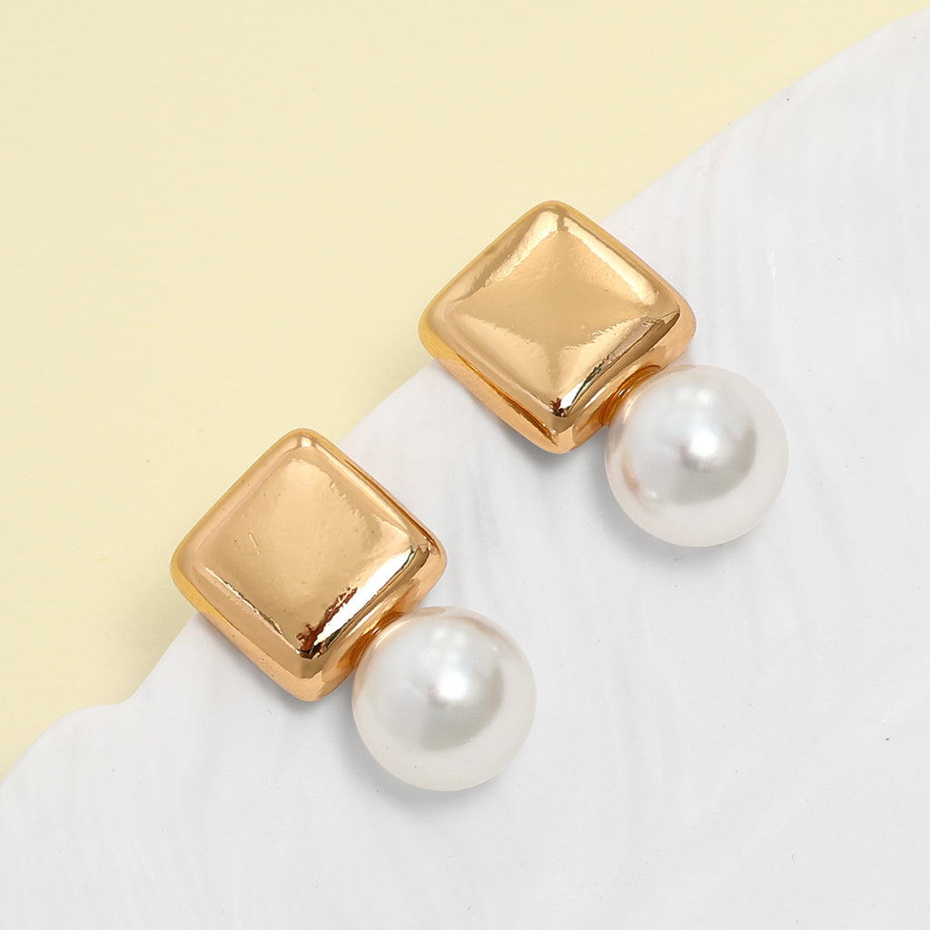 Women's Statement Necklace Geometric Wave Design Pearl Earrings And Bracelet
