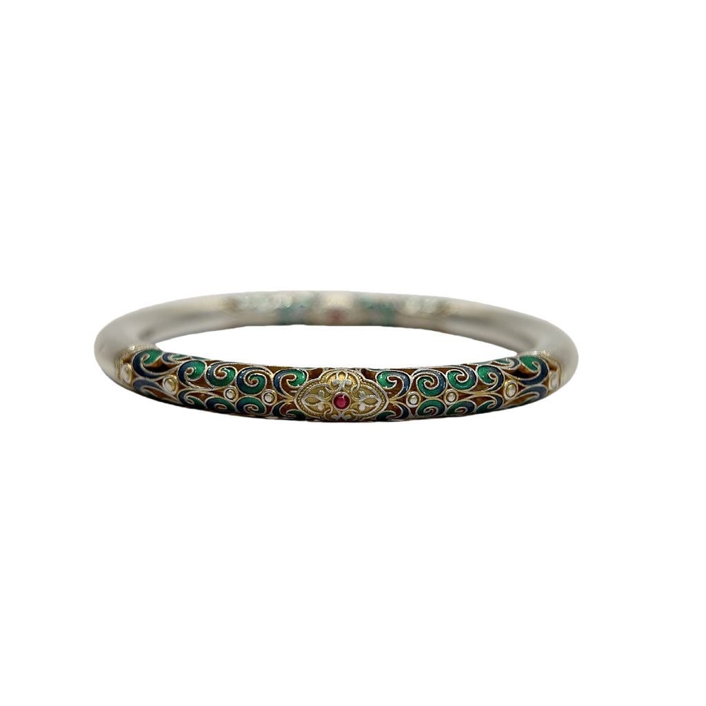 Imperial Enamel Heritage Bangle – Sterling Silver Luxury