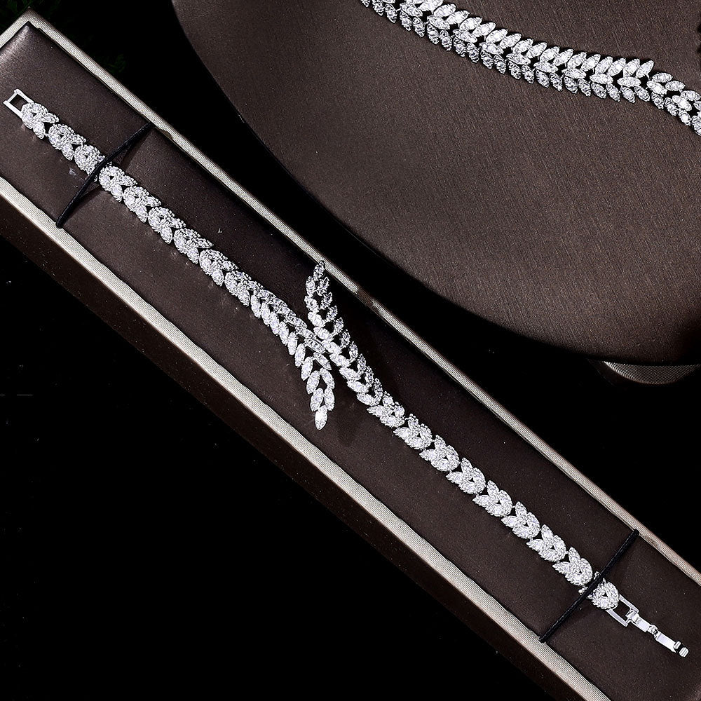 Luxury Diamond-Style Floral Bridal Jewelry Set