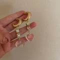 Premium Korean Style Gold Heart Drop Earrings