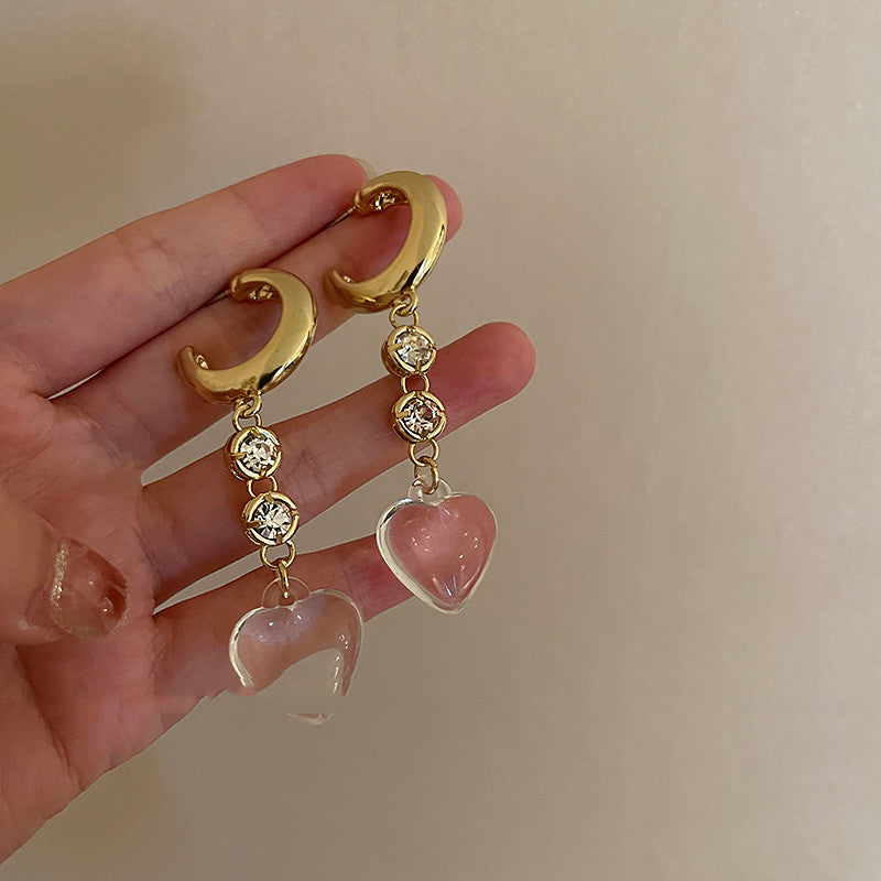 Premium Korean Style Gold Heart Drop Earrings